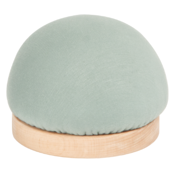 Thumbnail Side view of oval form on wooden base